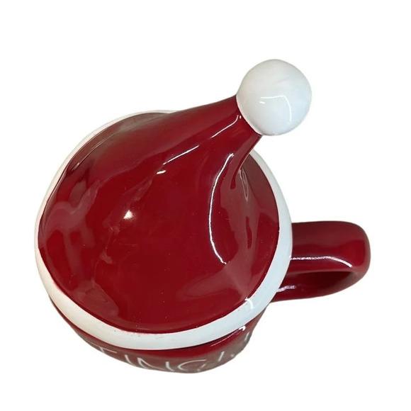 New Rae‎ Dunn "Jingle Bells" Red Christmas Mug with Santa Hat Top - Picture 4 of 6